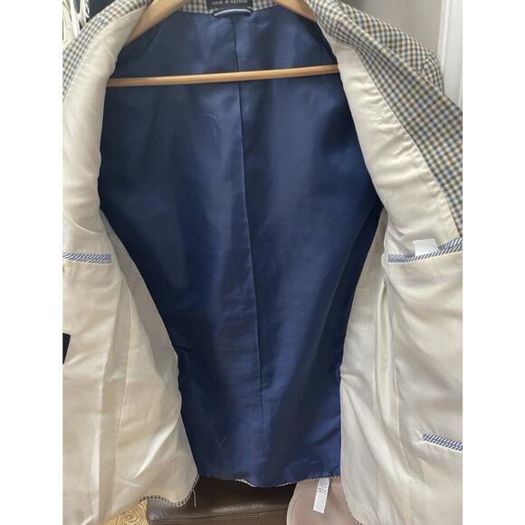 Tommy Hilfiger Blazer Mens 42 Large Houndstooth Linen Sport Coat Jacket Derby - Picture 9 of 10